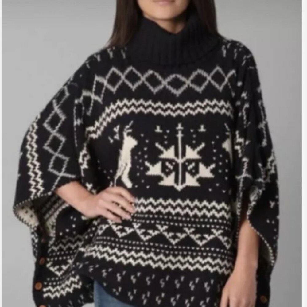 Dolce Vita Holiday Sweater Turtleneck Poncho One Size